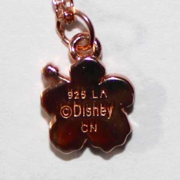 Sterling Silver LA Disney Floral Rose Gold Tone Minimalist Necklace - Picture 2 of 8